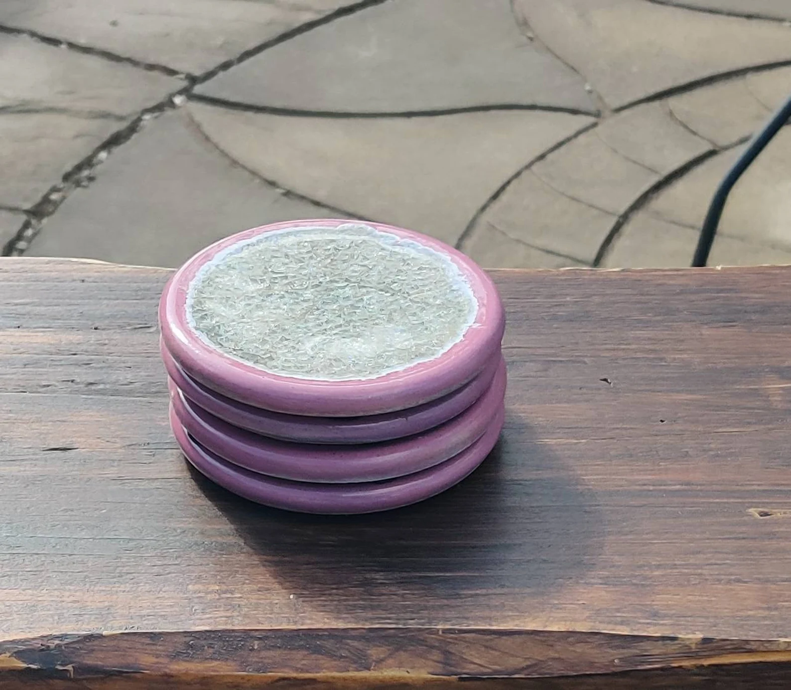 Pink ceramic Coasters with recycled glass, housewarming gifts