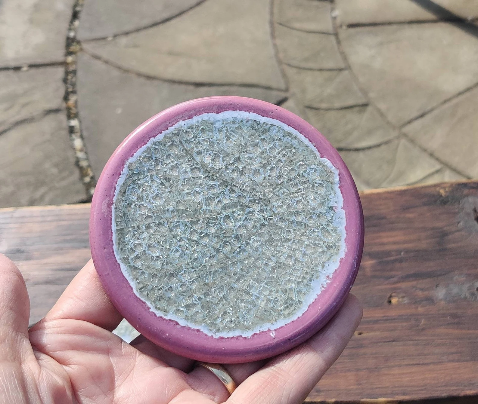 Pink ceramic Coasters with recycled glass, housewarming gifts - Image 5