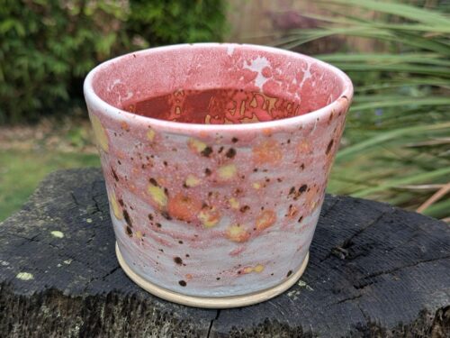 Handmade pink Ceramic Plant Pot: Wheel-Thrown Planter