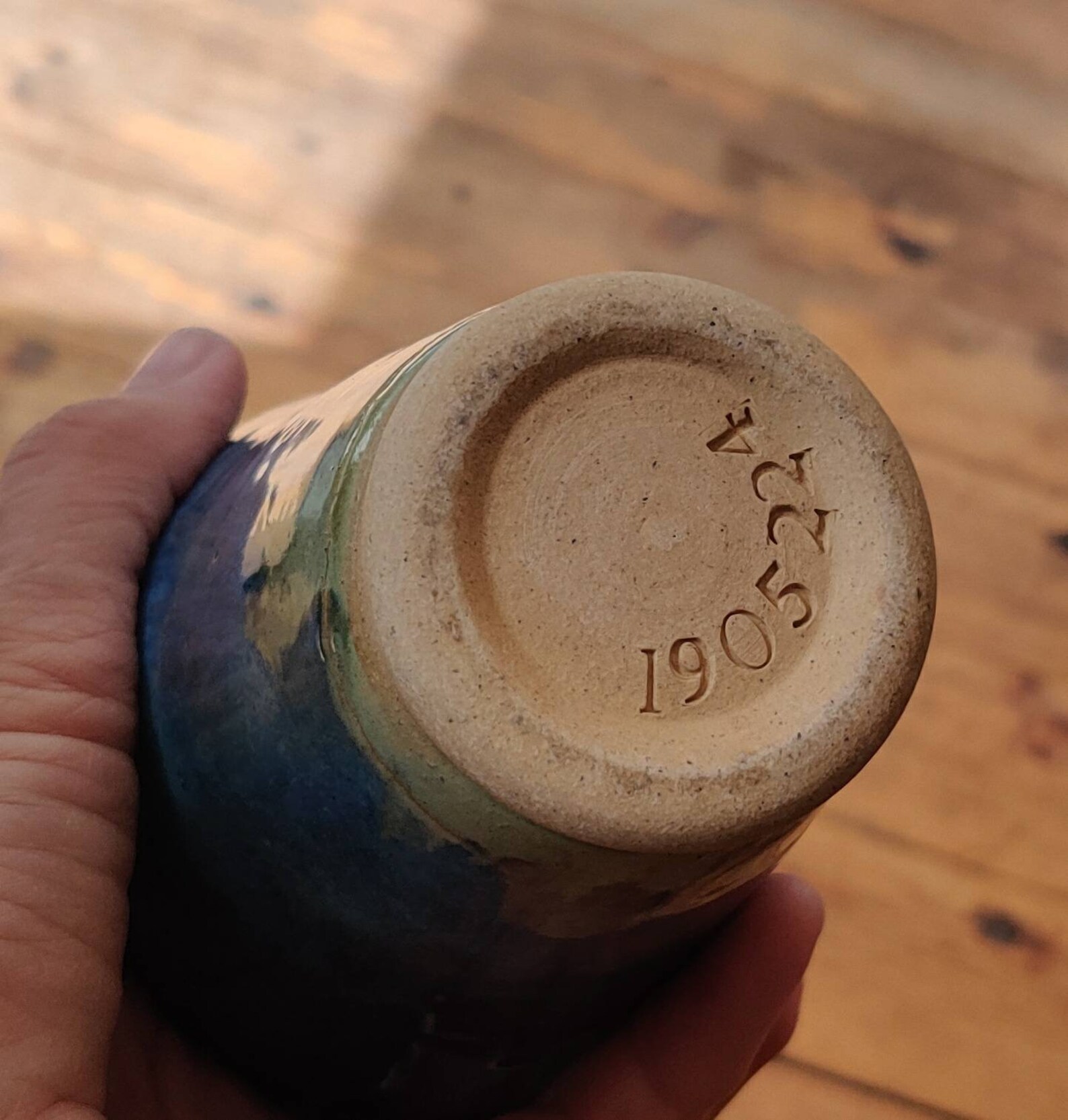 blue vase, ceramic blue vase, narrow neck vase - Image 5