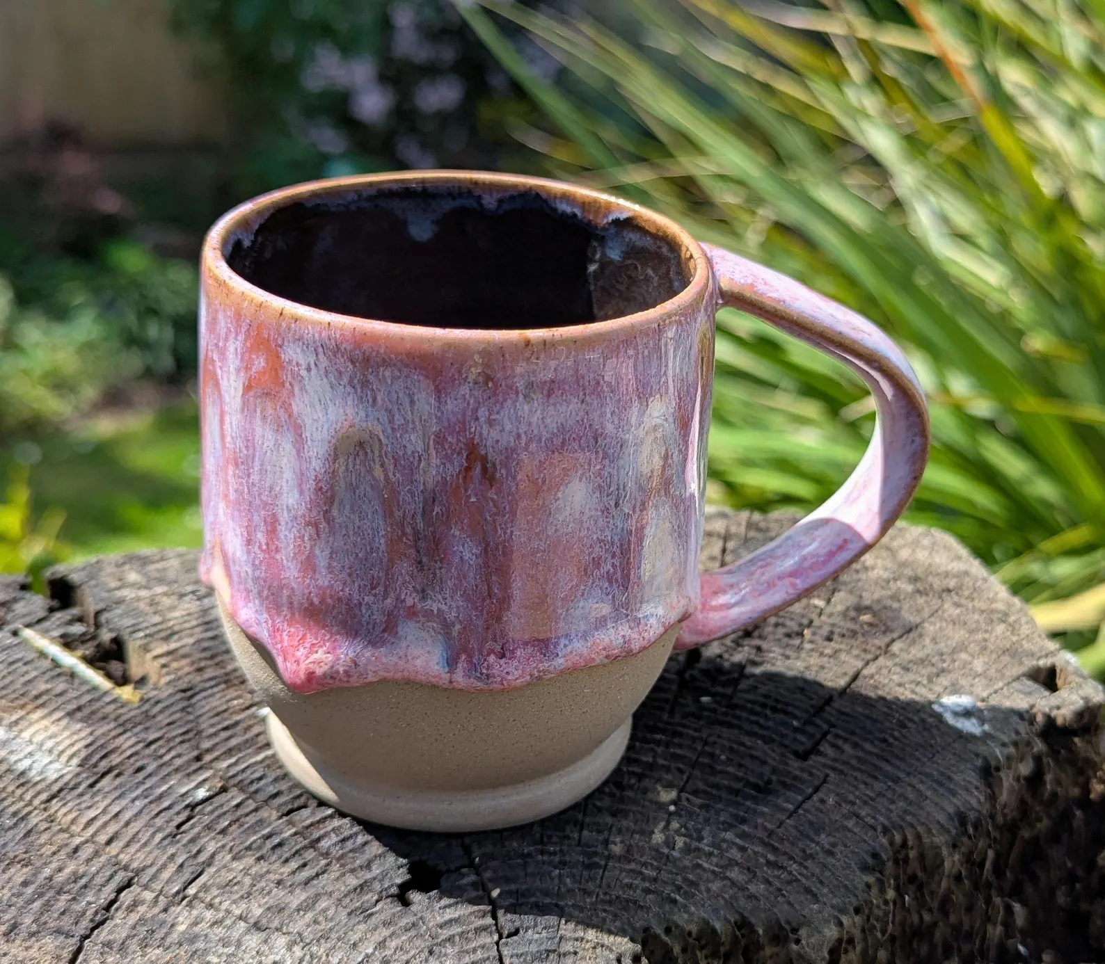 handmade mug, Pink mug,handmade ceramic mug, pink ceramic mug, drippy glaze