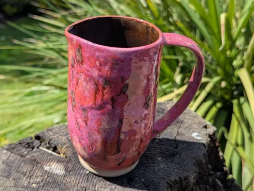 Tall pink jug, large serving jug, handmade jug, flower display, pitcher