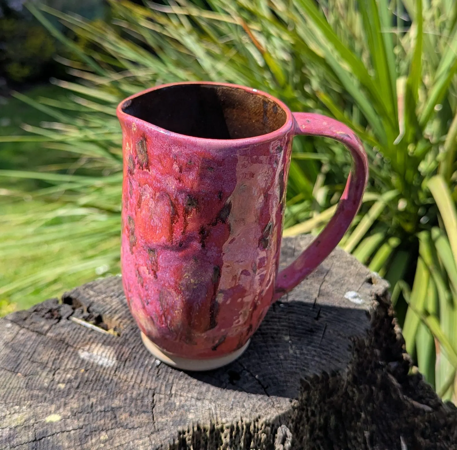 Tall pink jug, large serving jug, handmade jug, flower display, pitcher