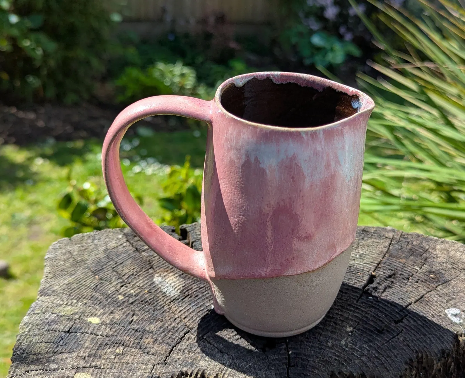 pink jug, large serving jug, handmade jug, flower display, pitcher - Image 5