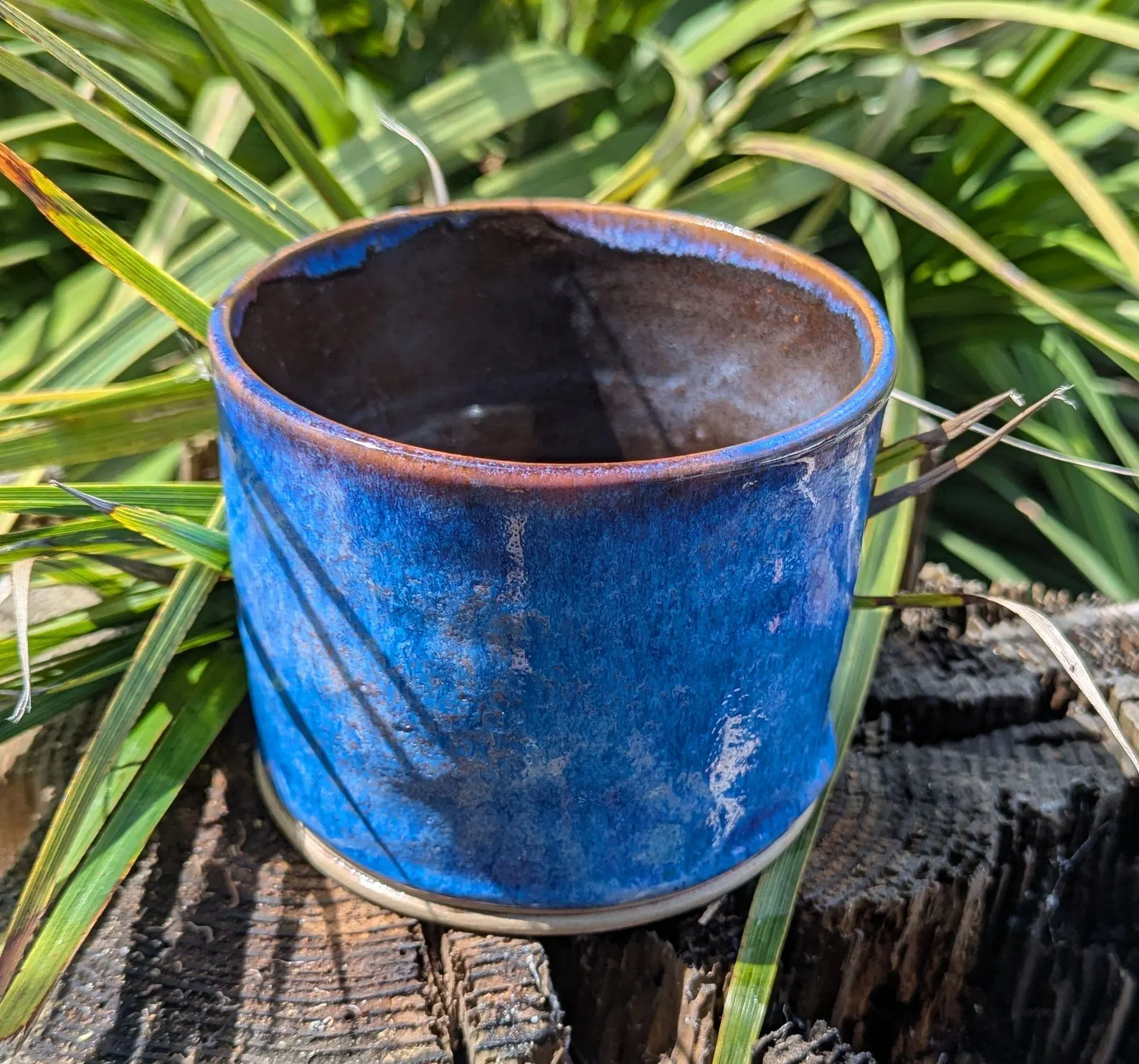 blue plant pot, handmade, ceramic plant pot - Image 2