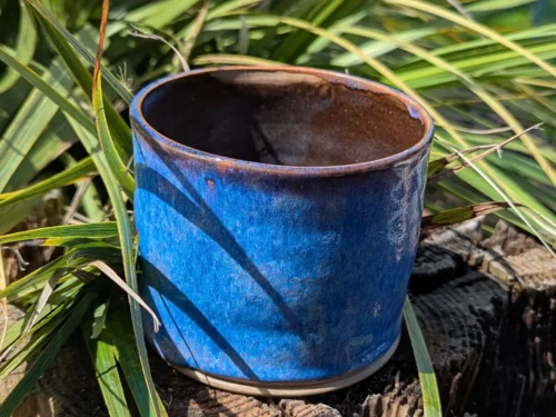 blue plant pot, handmade, ceramic plant pot