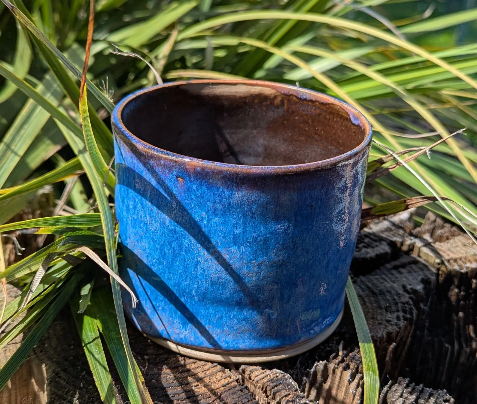 blue plant pot, handmade, ceramic plant pot