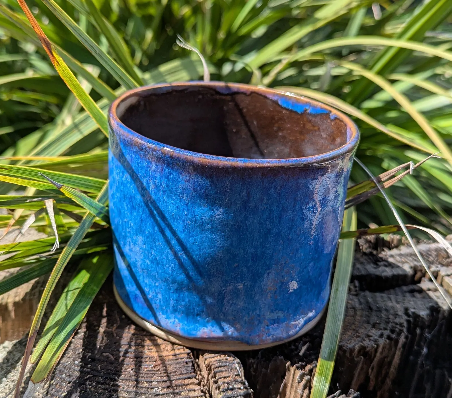 blue plant pot, handmade, ceramic plant pot - Image 4
