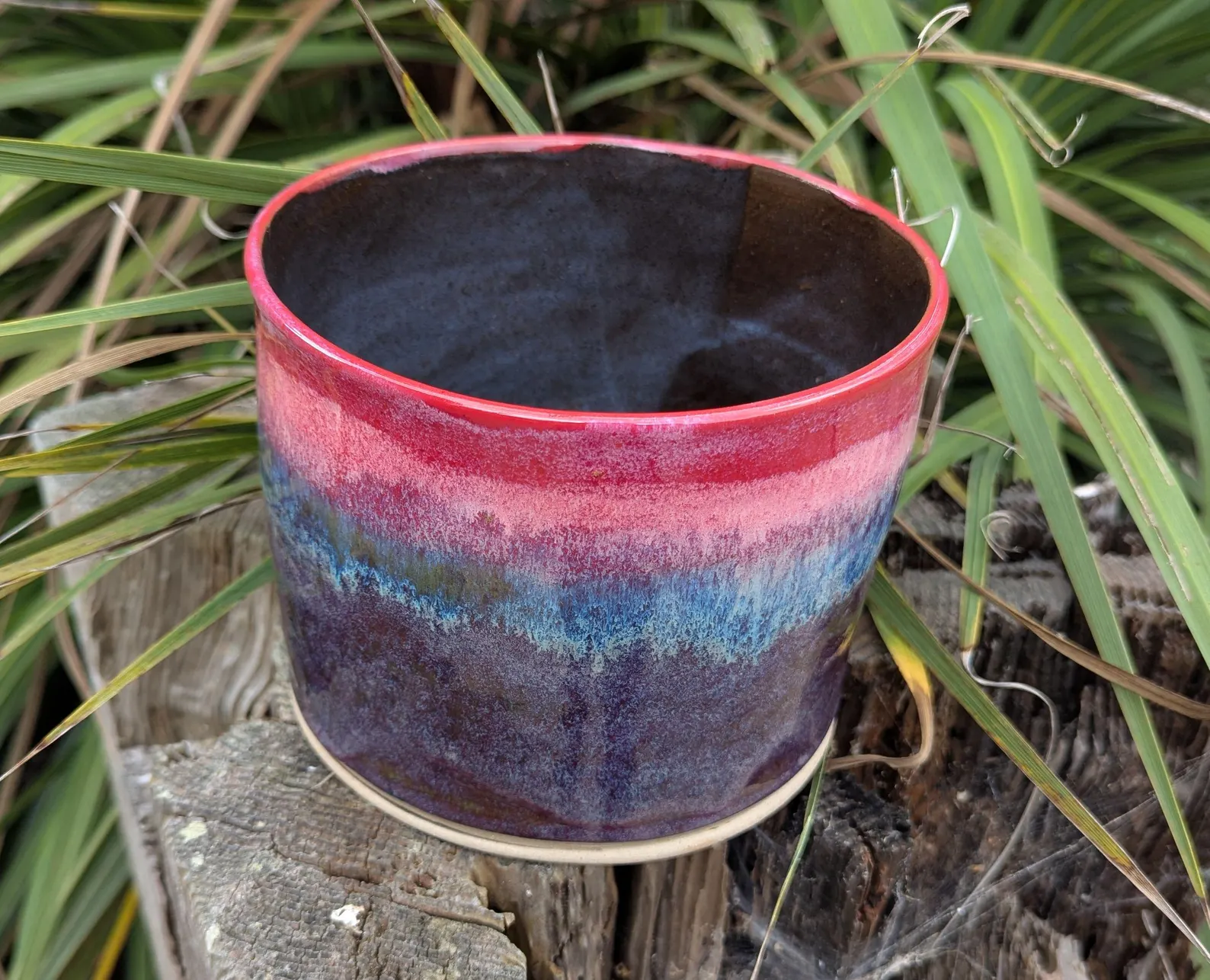 pink and purple plant pot, multi coloured ceramic plant pot, houseplant pot - Image 7