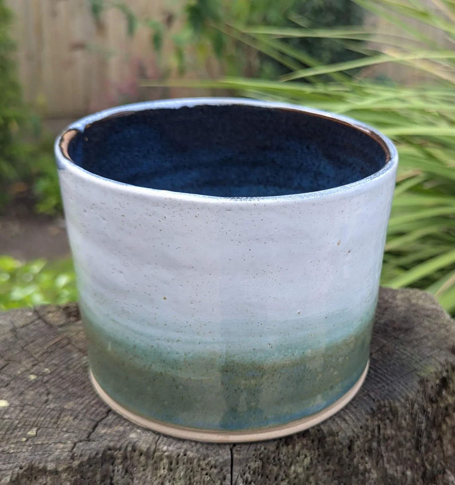 green and white plant pot, green ceramic plant pot, houseplant pot - Image 3
