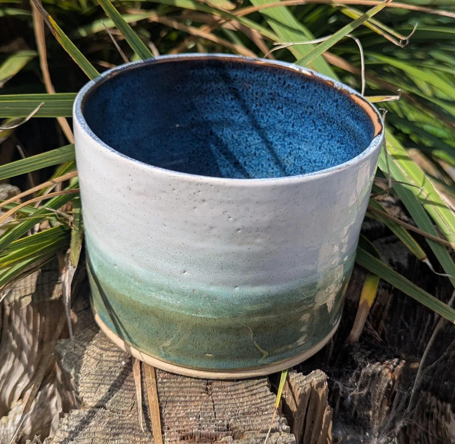 green and white plant pot, green ceramic plant pot, houseplant pot - Image 5