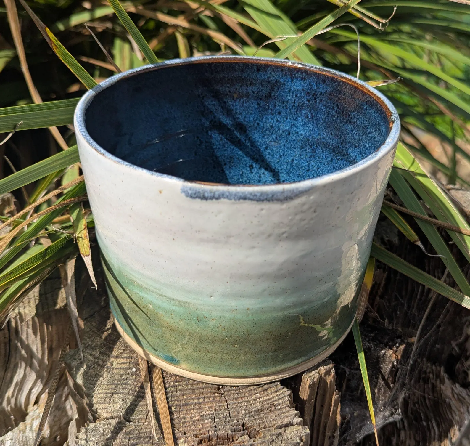 green and white plant pot, green ceramic plant pot, houseplant pot - Image 6