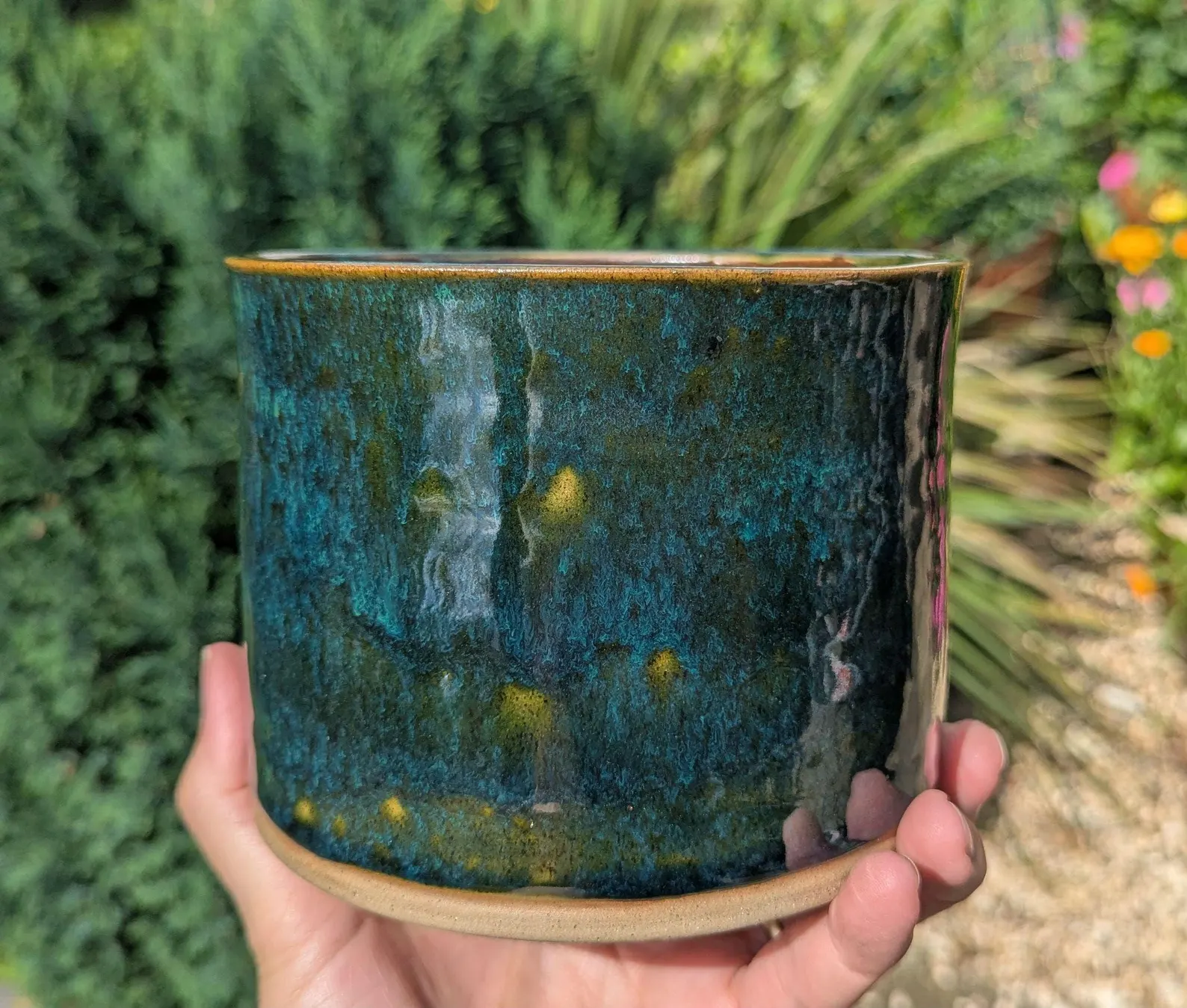 green plant pot, green ceramic plant pot, houseplant pot - Image 3