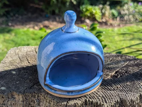 handmade salt pig, blue chefs salt pig, ceramic salt pig