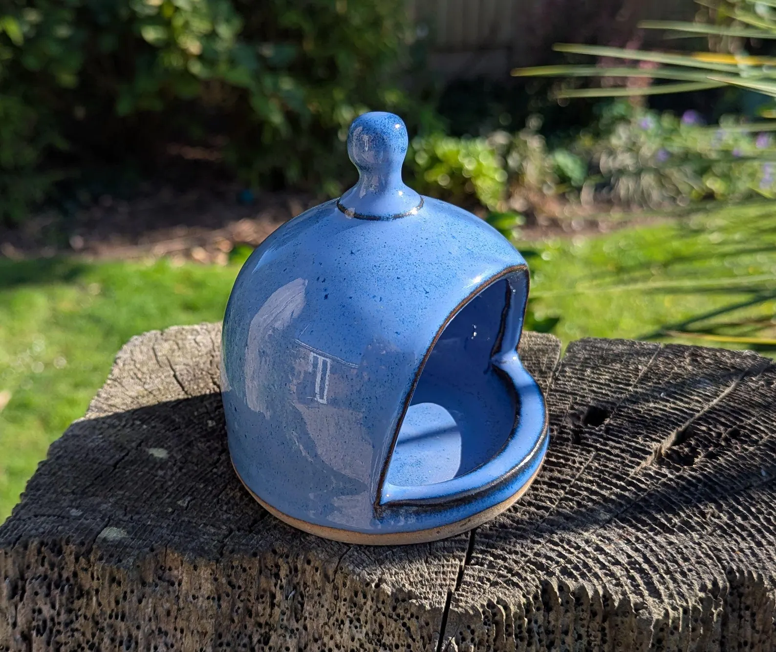 handmade salt pig, blue chefs salt pig, ceramic salt pig - Image 3