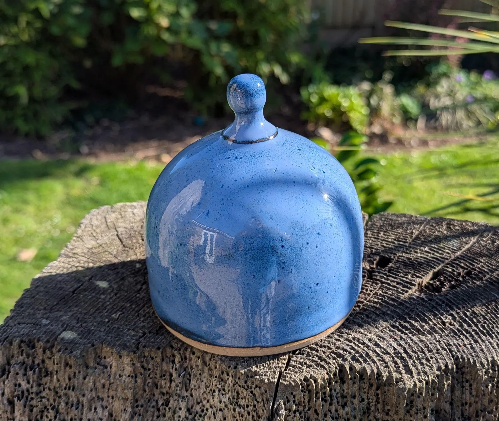 handmade salt pig, blue chefs salt pig, ceramic salt pig - Image 4