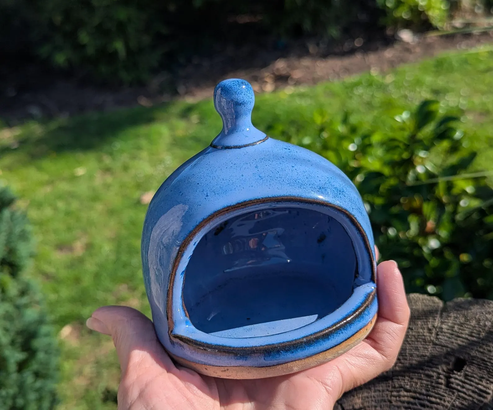 handmade salt pig, blue chefs salt pig, ceramic salt pig - Image 5