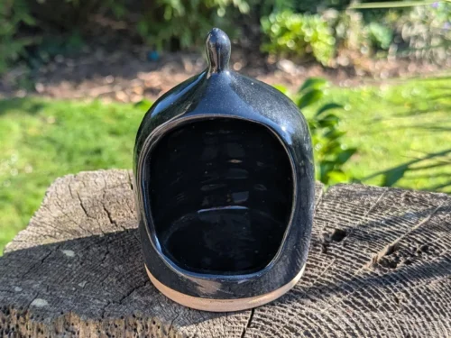 handmade salt pig, black chefs salt pig, ceramic salt pig