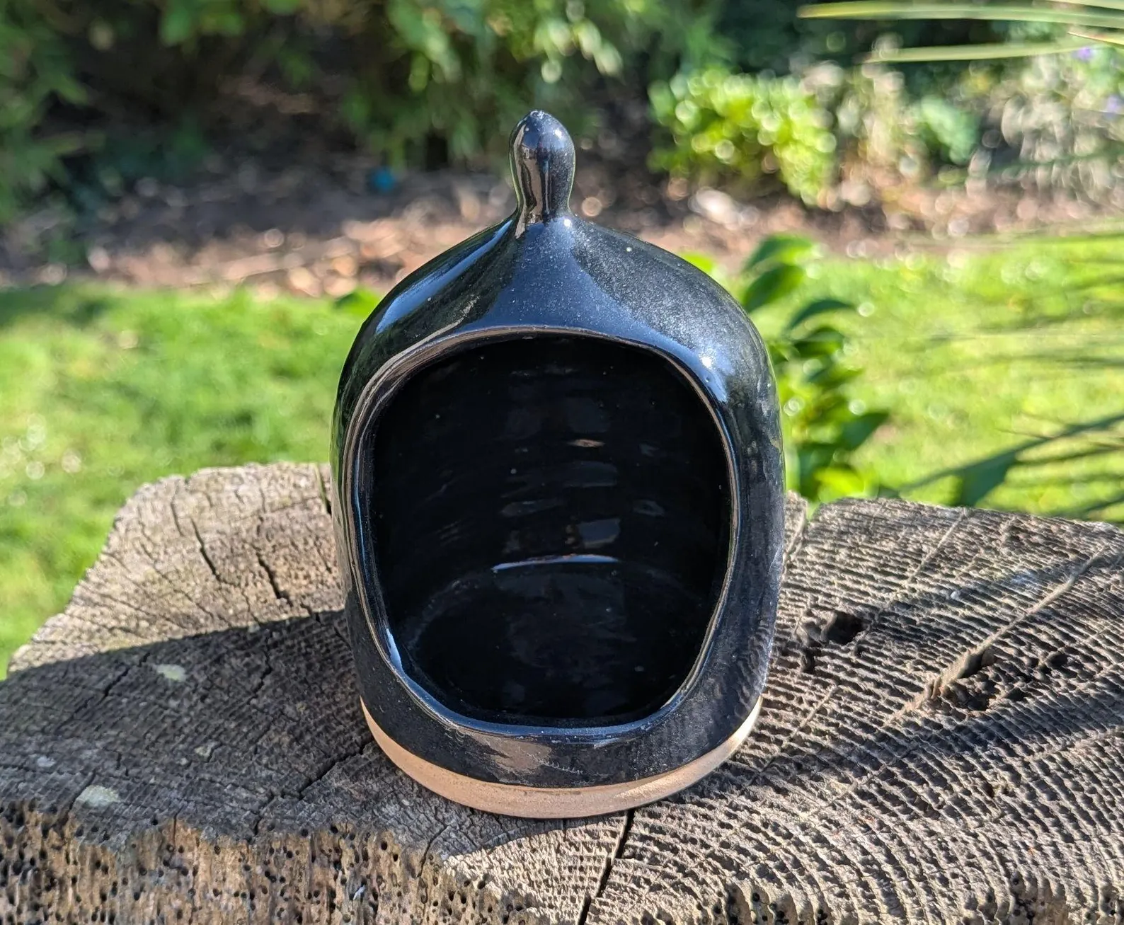 handmade salt pig, black chefs salt pig, ceramic salt pig