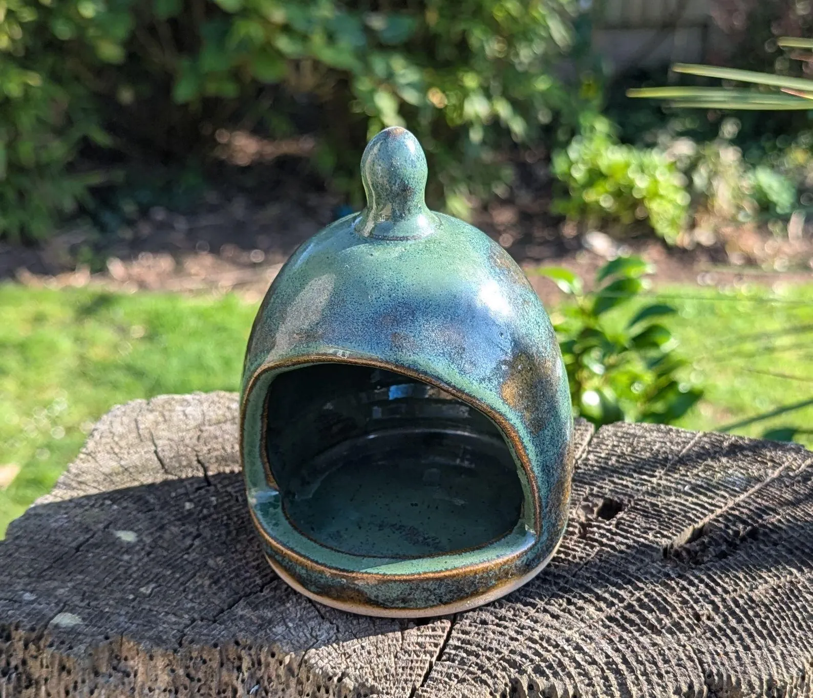 handmade salt pig, green chefs salt pig, ceramic salt pig