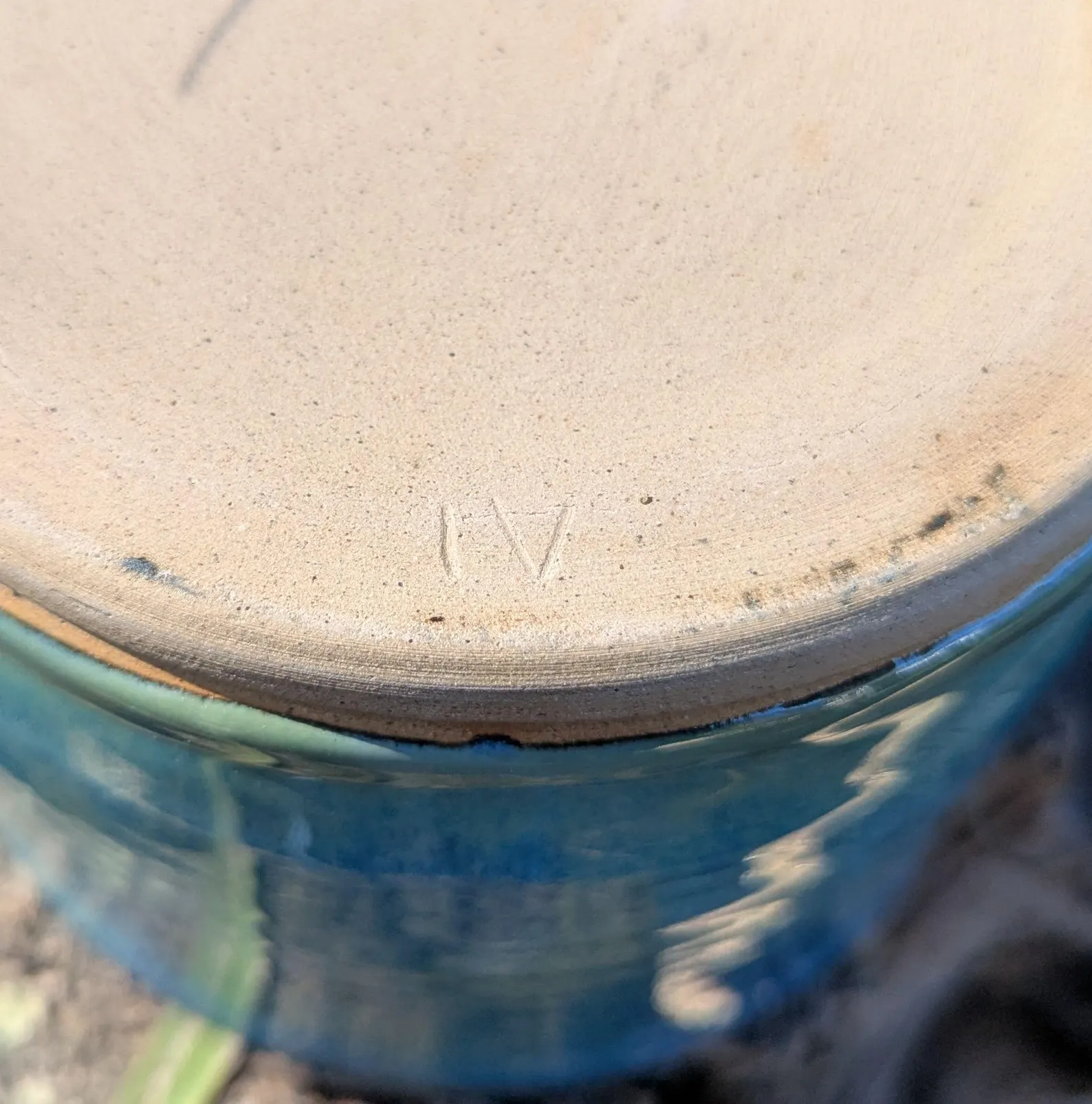 Green blue Ceramic Plant Pot: Wheel-Thrown Glazed Planter - Image 6