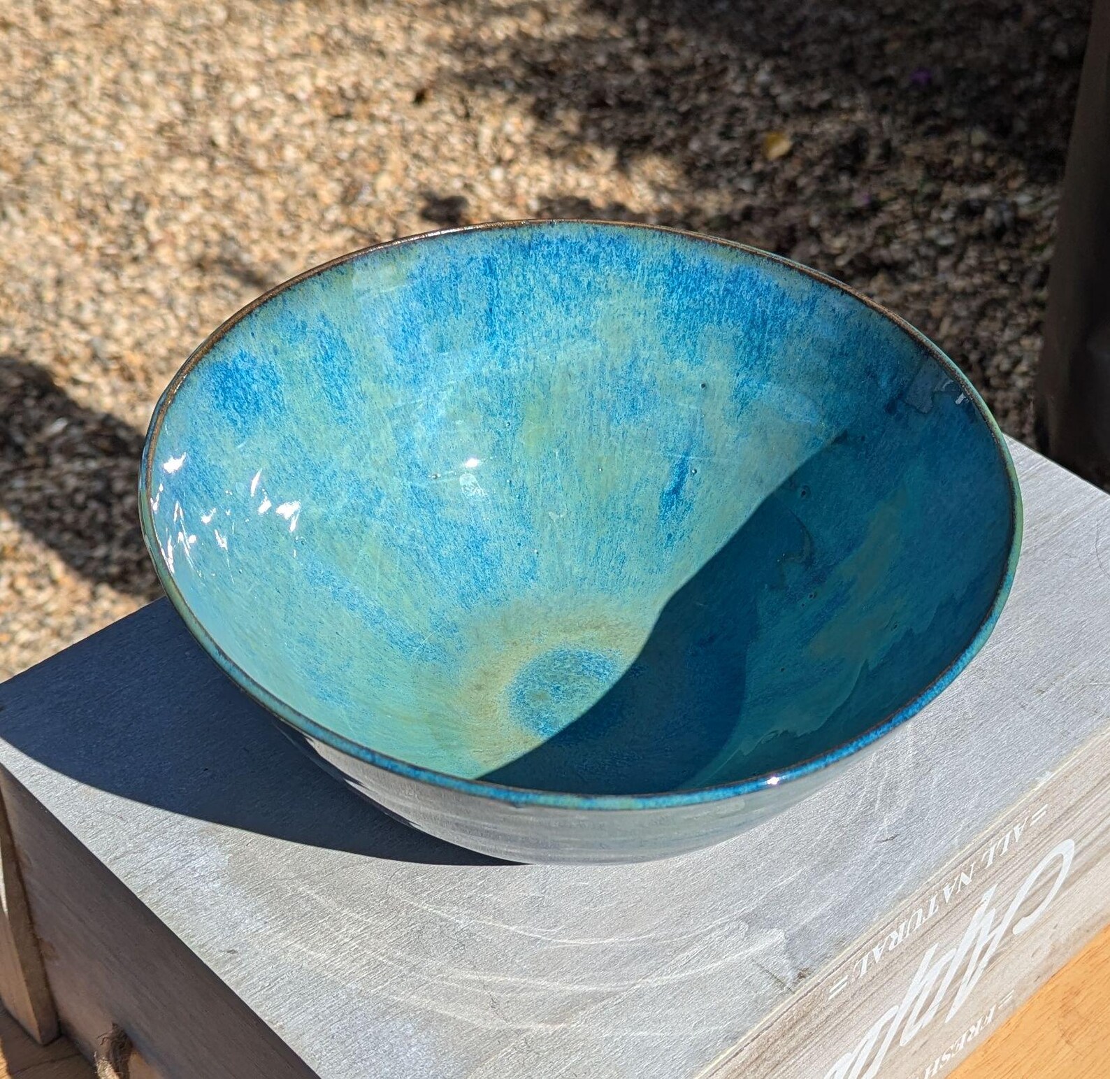 Handmade Green Ceramic Bowl: Stoneware Pottery - Image 3