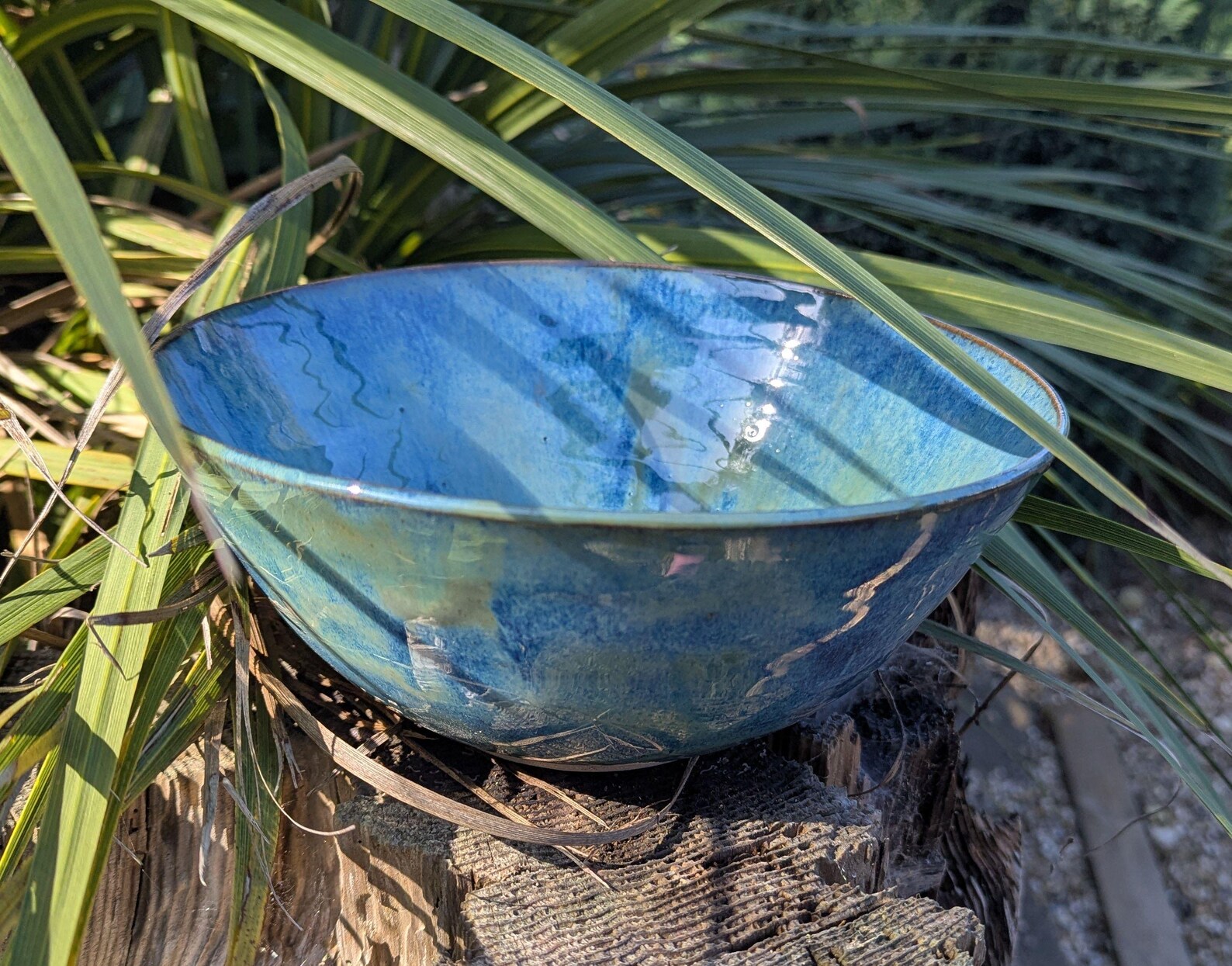 Handmade Green Ceramic Bowl: Stoneware Pottery - Image 4