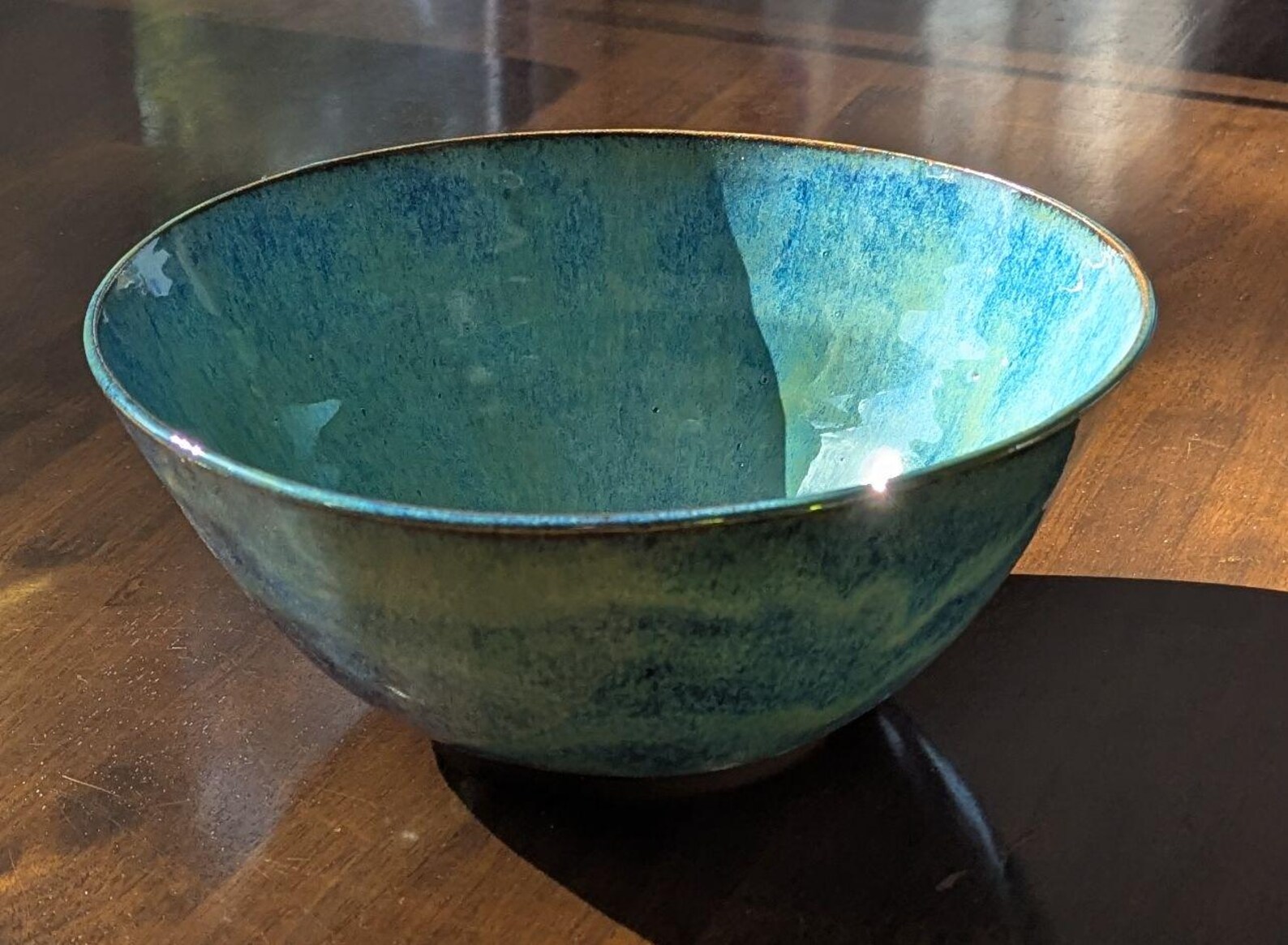 Handmade Green Ceramic Bowl: Stoneware Pottery - Image 7