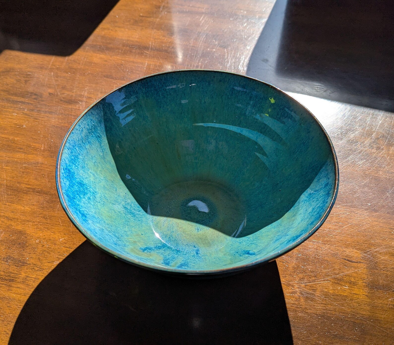 Handmade Green Ceramic Bowl: Stoneware Pottery - Image 9