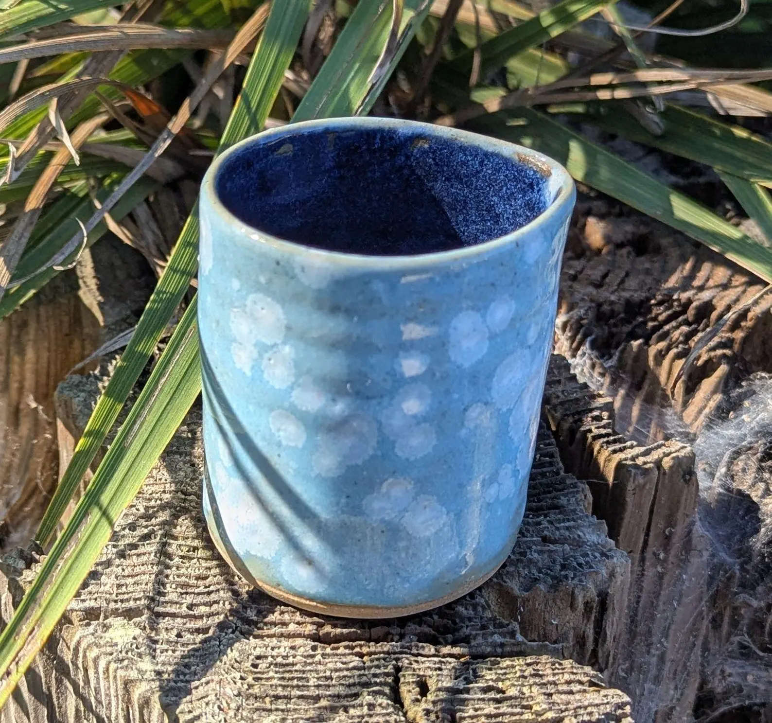 Handcrafted blue crystal ceramic milk jug, mini jug