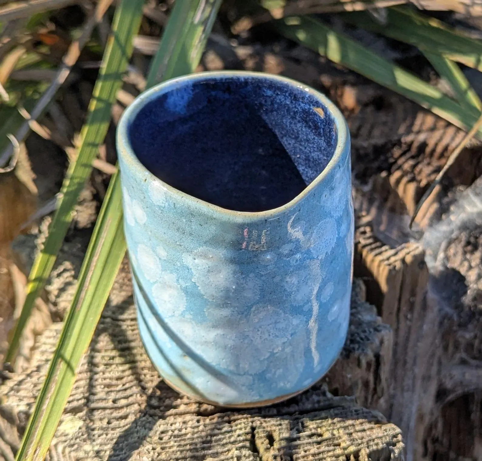 Handcrafted blue crystal ceramic milk jug, mini jug - Image 3