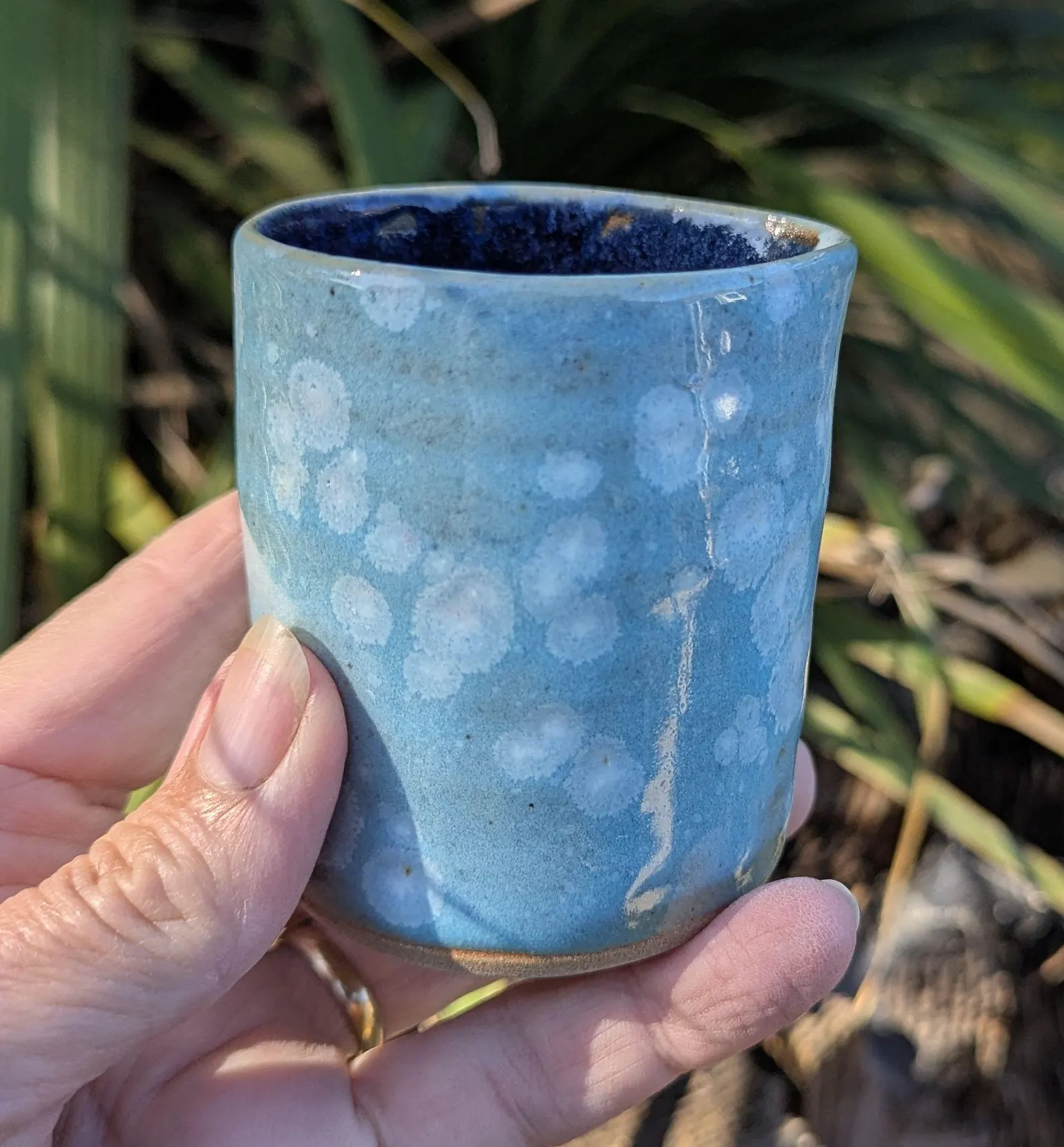 Handcrafted blue crystal ceramic milk jug, mini jug - Image 6
