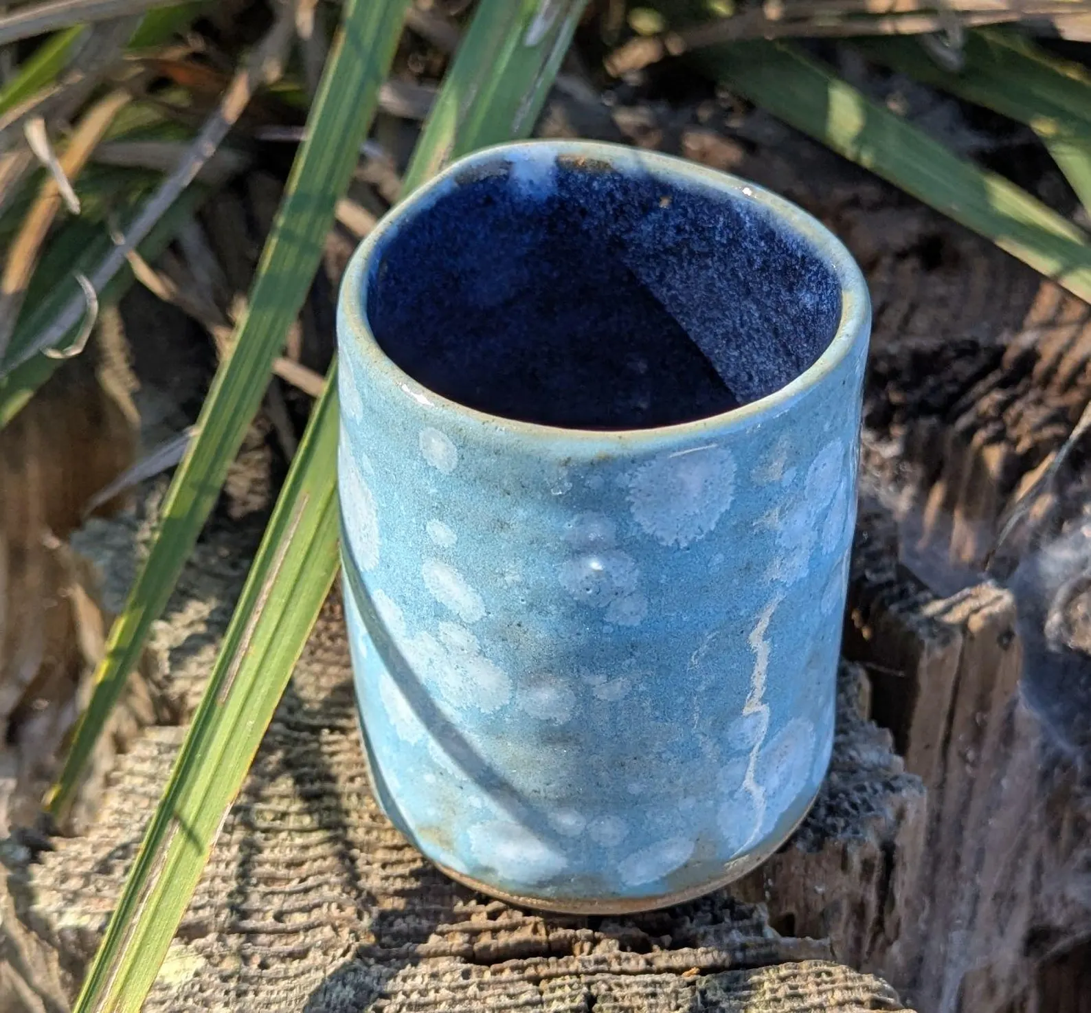 Handcrafted blue crystal ceramic milk jug, mini jug - Image 4