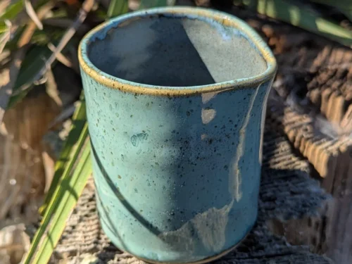 Handcrafted green ceramic milk jug, mini jug