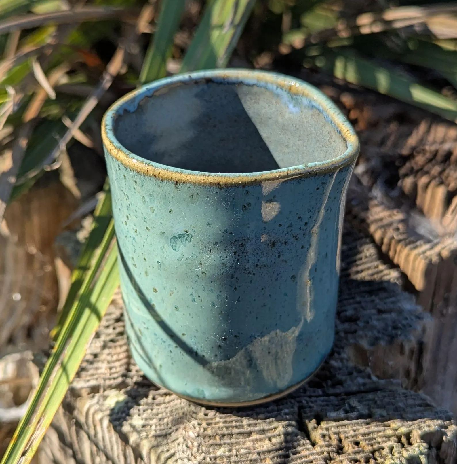 Handcrafted green ceramic milk jug, mini jug