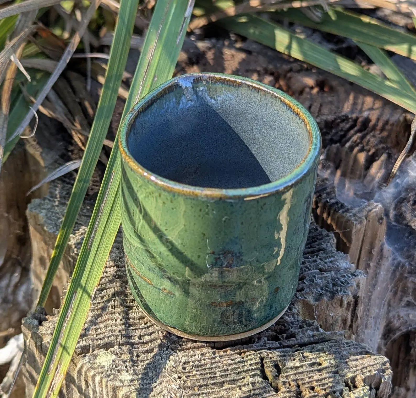 Handcrafted dark green ceramic milk jug, mini jug - Image 3