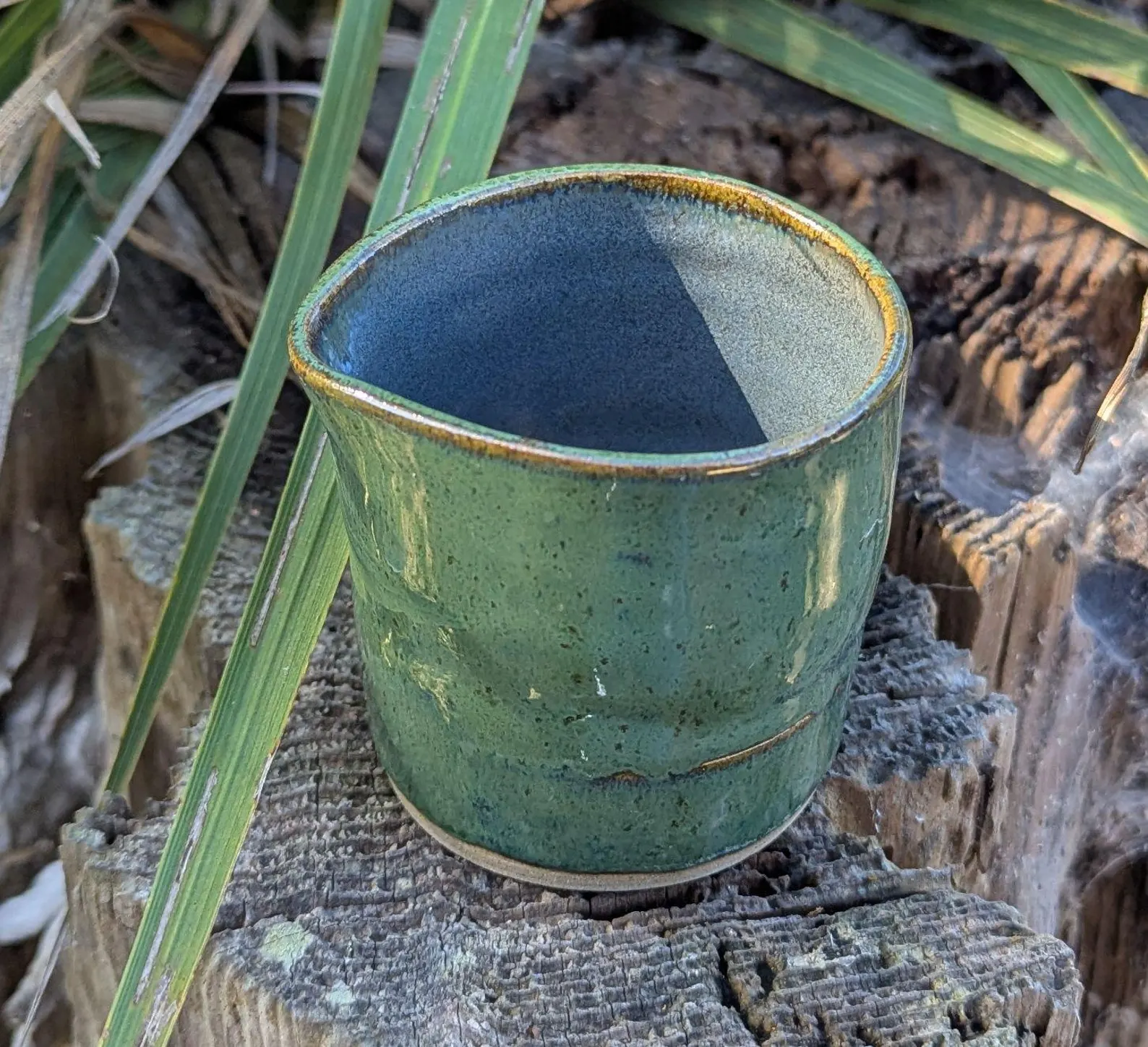 Handcrafted dark green ceramic milk jug, mini jug - Image 4