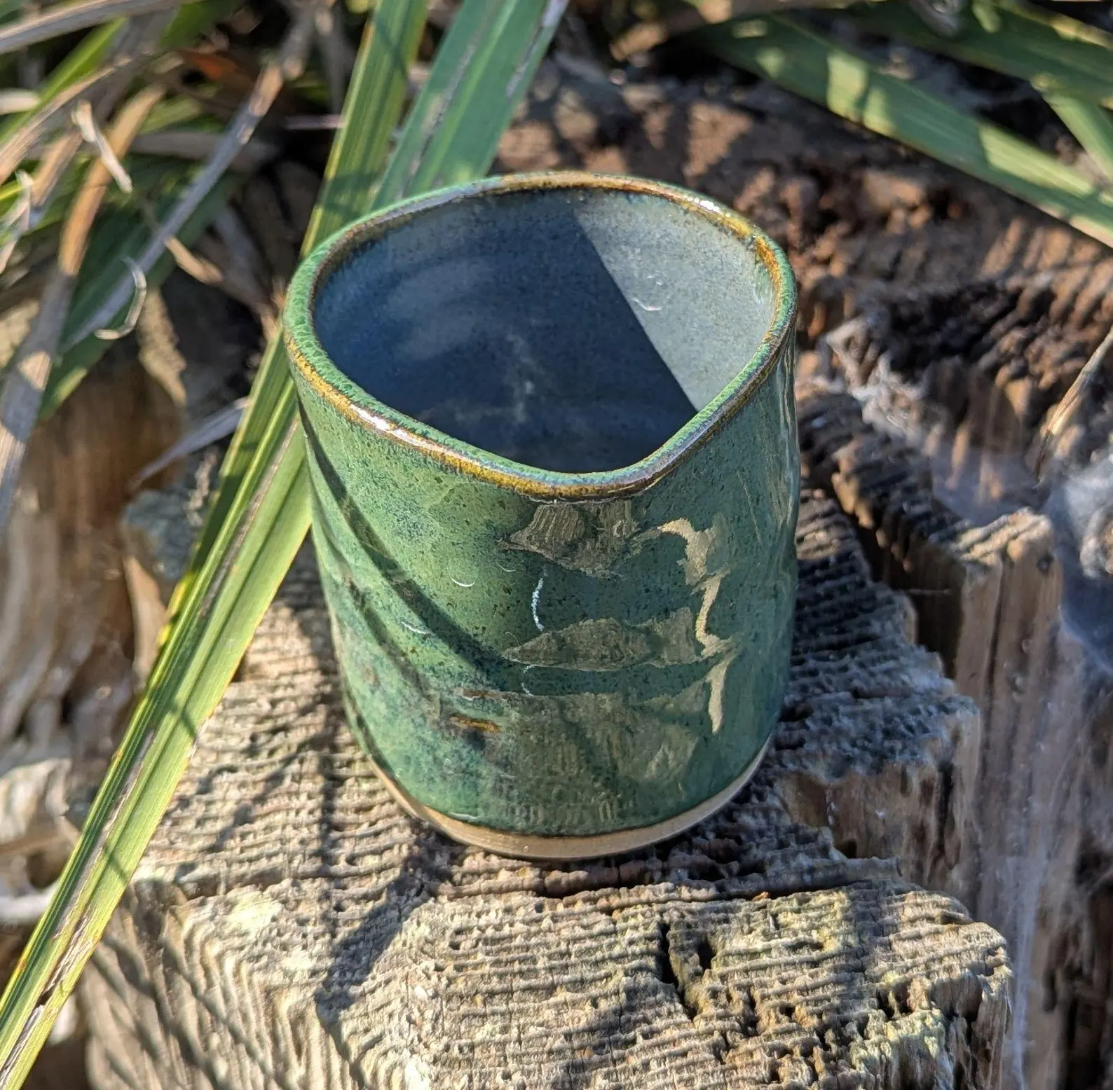 Handcrafted dark green ceramic milk jug, mini jug - Image 5
