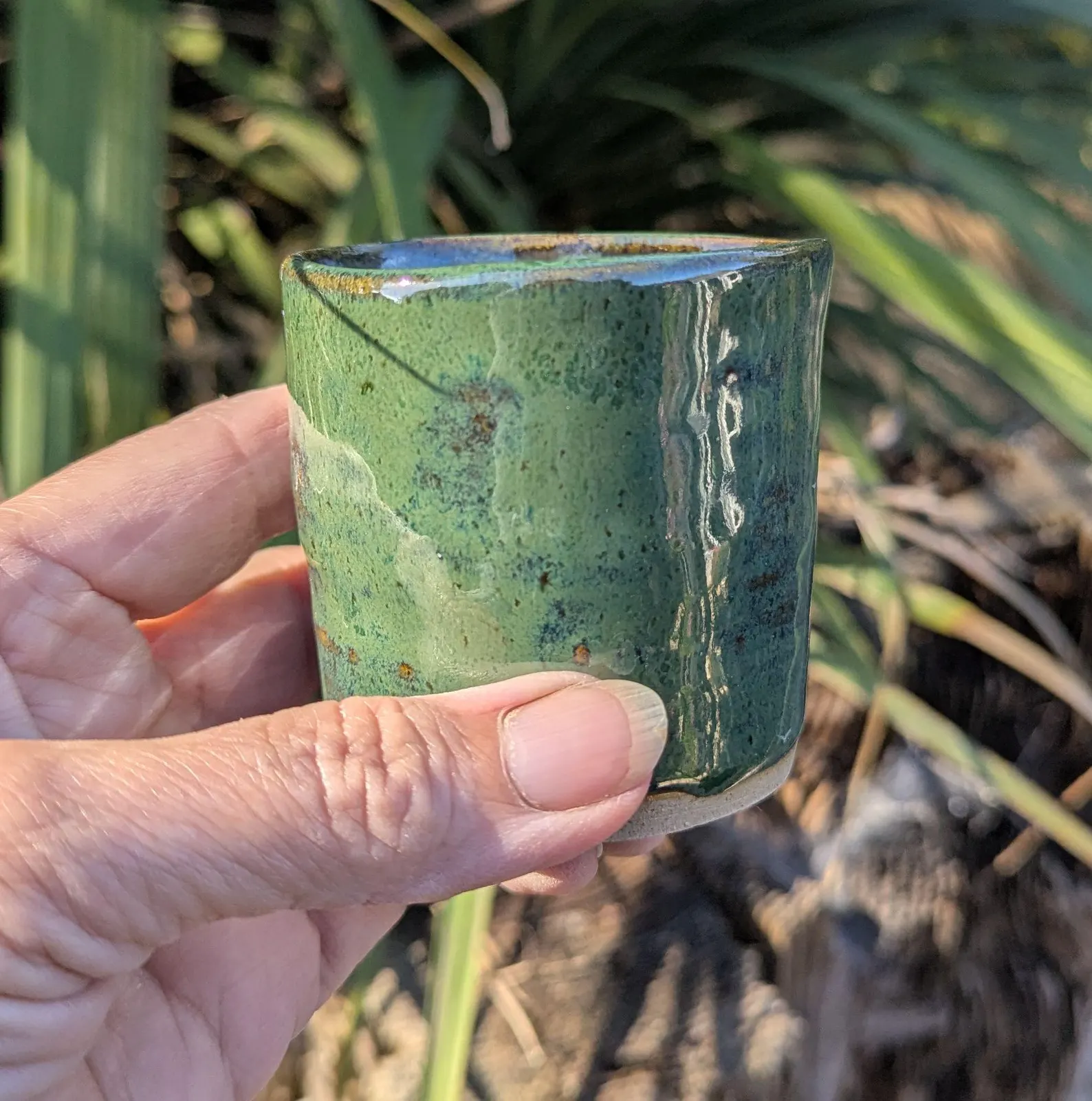 Handcrafted dark green ceramic milk jug, mini jug - Image 7