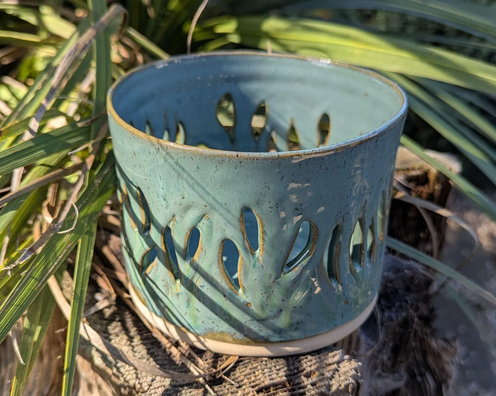 Green Carved Orchid Pot: Handmade Ceramic Planter - Image 3