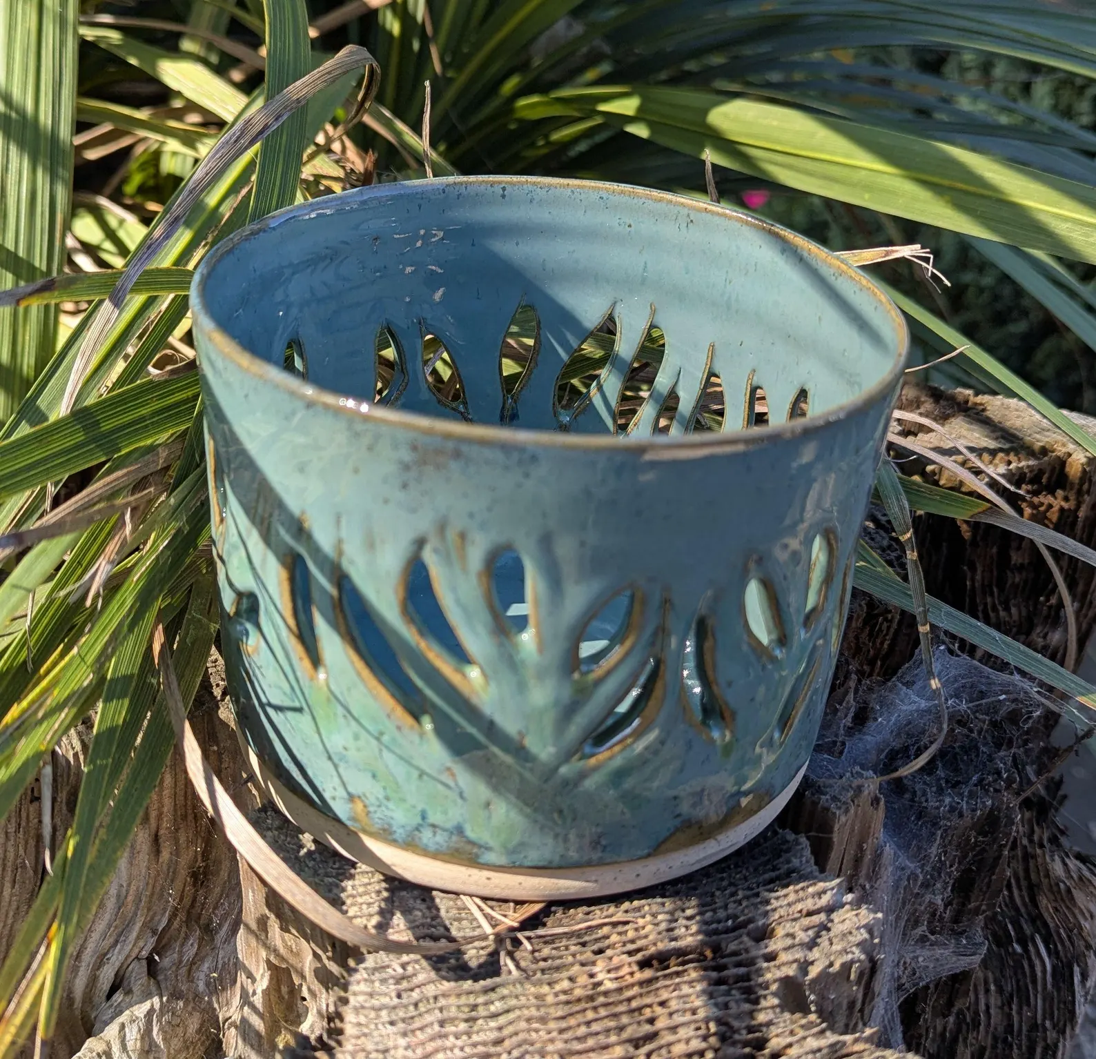 Green Carved Orchid Pot: Handmade Ceramic Planter - Image 6