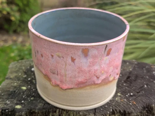 Handmade Pale Pink Ceramic Plant Pot: Wheel-Thrown planter