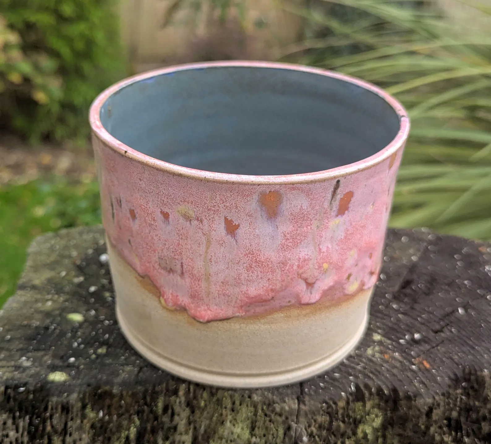 Handmade Pale Pink Ceramic Plant Pot: Wheel-Thrown planter