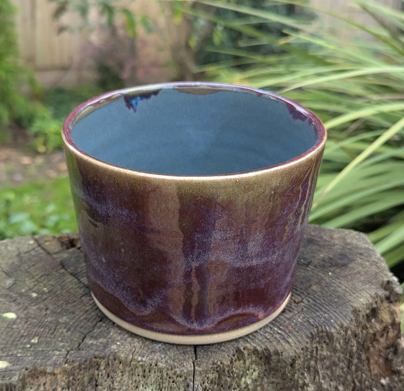 handmade plant pot, pink and Purple plant pot, handmade, ceramic planter