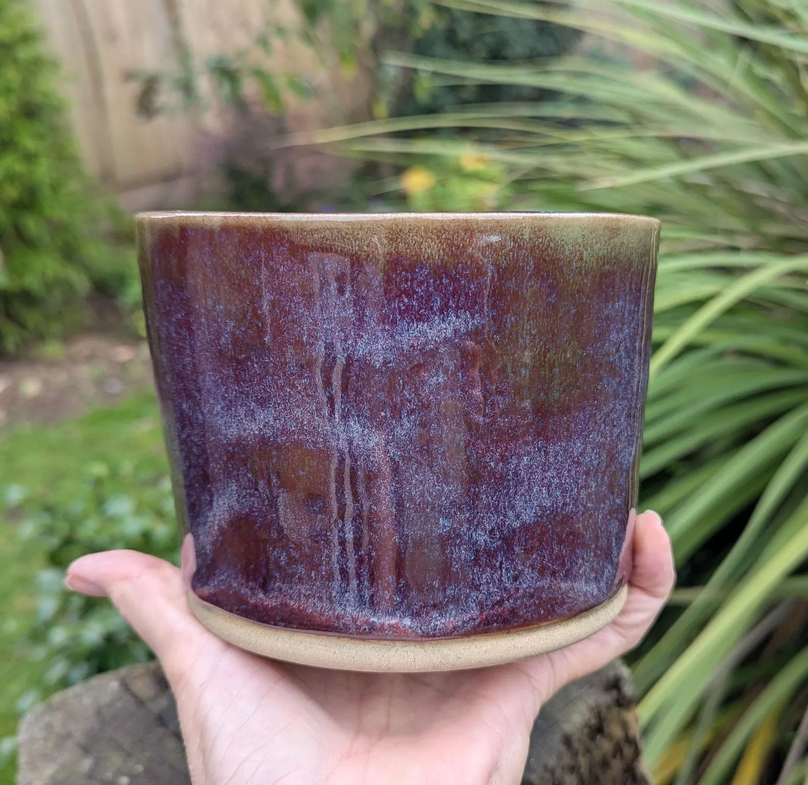 handmade plant pot, pink and Purple plant pot, handmade, ceramic planter - Image 5