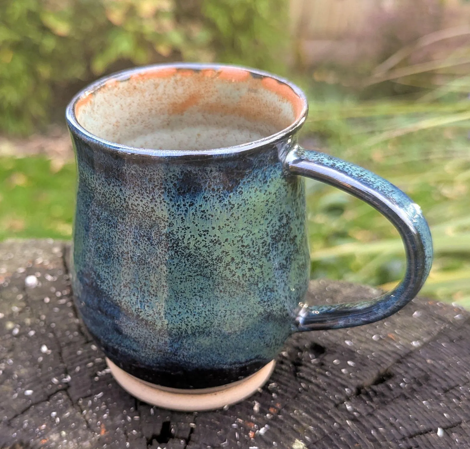handmade mug, Green black: large ceramic mug, 12 fl oz
