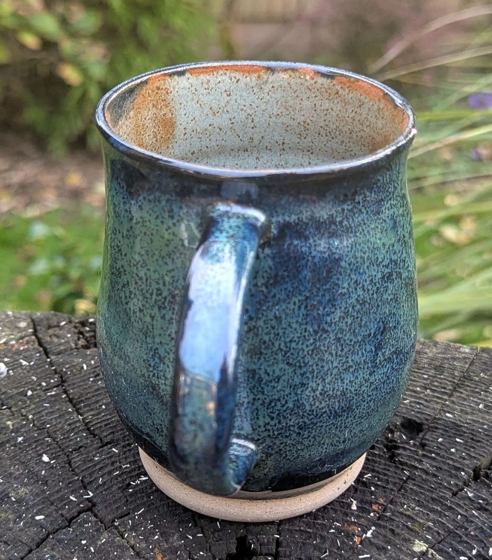 handmade mug, Green black: large ceramic mug, 12 fl oz - Image 3