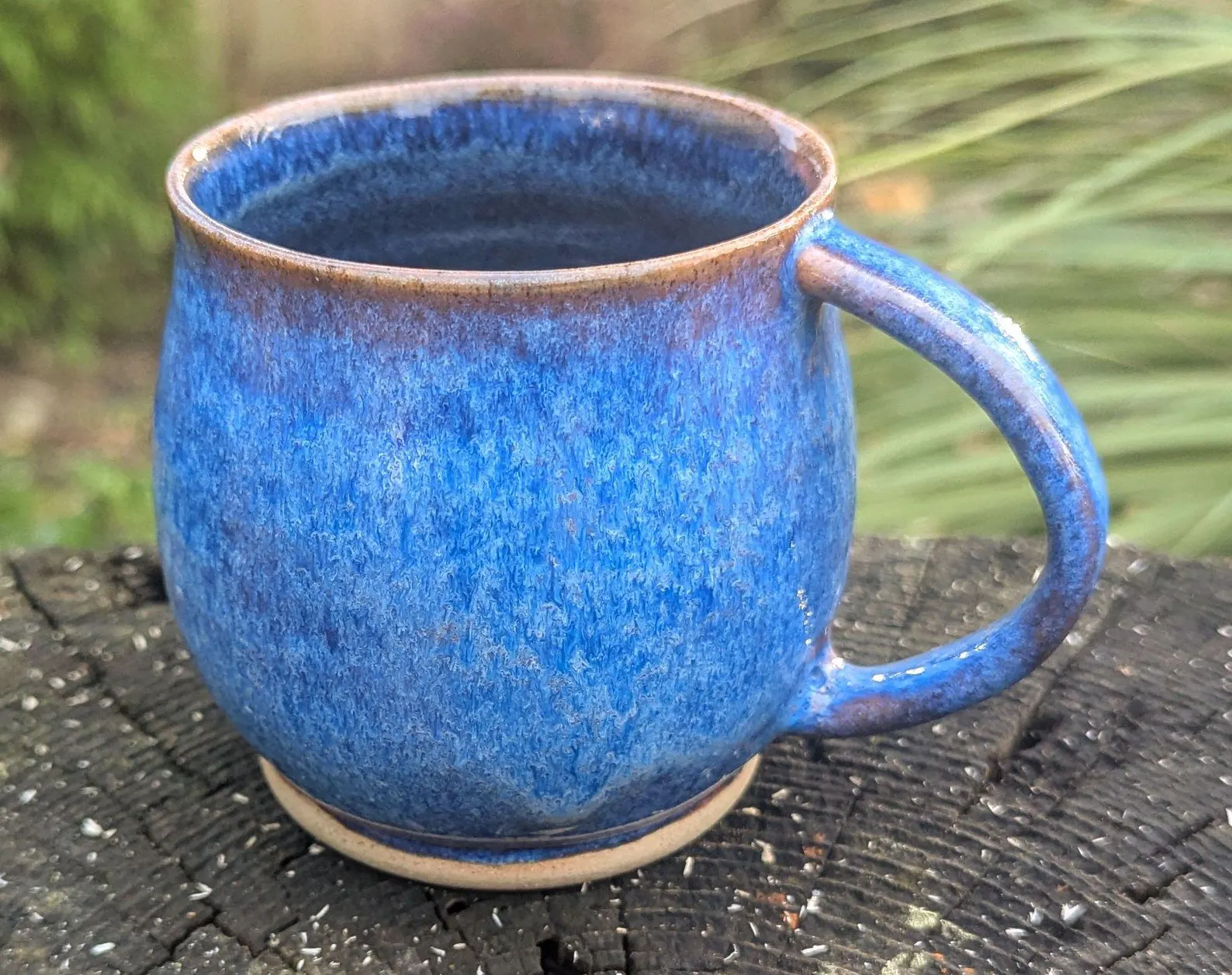 Handmade Blue Ceramic Mug: Wheel Thrown Pottery - 11 fl oz