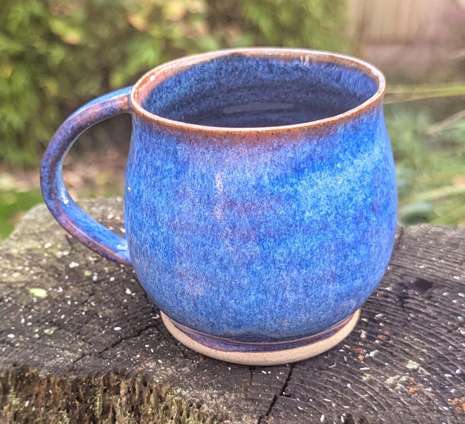 Handmade Blue Ceramic Mug: Wheel Thrown Pottery - 11 fl oz - Image 4