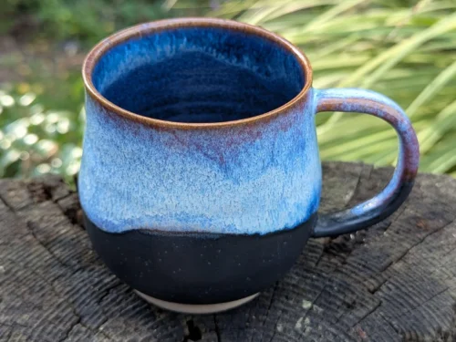Handmade blue and black Ceramic Mug: Wheel Thrown Pottery